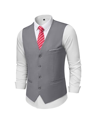 MY'S Mens Suit Vest, Formal Business Dress Waistcoat for Wedding Party Casual
