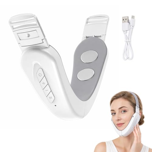 Reductor de Papada Lifting, Dispositivo Lifting Facial EMS, Masajeador Facials Eléctrico Anti Edad con 6 Modos y 12 Intensidades, Reafirmante Facial para Papada, Contorno Facials y Rutina de Belleza