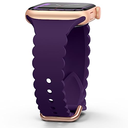 Sunnywoo Lace Sport Silicone Band Compatible with Apple Watch 38mm 40mm 41mm 42mm 44mm 45mm 46mm 49mm for Women, Soft Wristband Waterproof Replacement for iWatch Series Ultra 10 9 8 SE 7 6 5 4 3 2 1