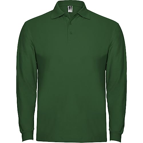 ROLY Polo Estrella 6635 Hombre Manga Larga Verde Botella 56 L
