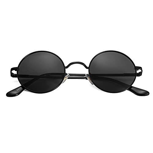 Image of Red Lens Circle Glasses Small Round Polarized Sunglasses for Women Men Retro Hippie Style Circle Sun Glasses