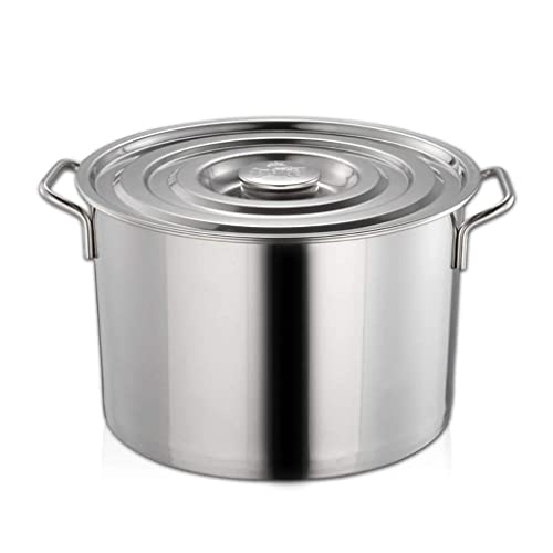 XBR Olla/Cubo de Sopa, 14/23/30/38/58L, Comercial, Cubo de Sopa de Acero Inoxidable 304, con Tapa, Cubo de Almacenamiento de Agua, para Estufa de Gas/Cocina de inducción (Size : 38L) (14L) Cover