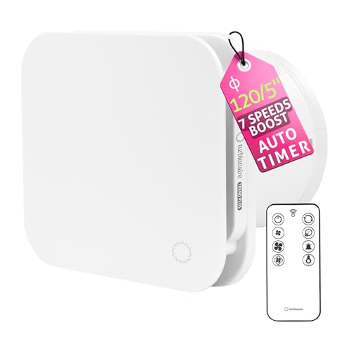 Turbionaire Trend Plus 120 mm Ventilateur, Extracteur de Salle de Bain, Télécommande, 7 Vitesses + Boost, Minuteur, 25dB, Max. 5.5 W, Multifonction, Garantie...