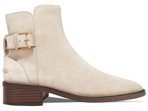 Coutgo Womens Ankle Boots Low Heel Chunky Stacked Pointed Toe Booties Buckle Strap Western Shoes