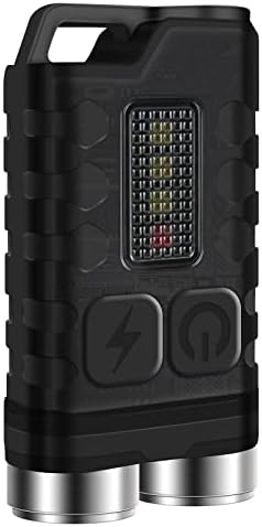 BORUIT V3 Small Powerful EDC Flashlight with Red UV Blue Light -Super Bright 900LM Rechargeable Mini Pocket LED Keychain Flash Light - 10 Mode, USB-C, IP65 Waterproof, Magnet, Black