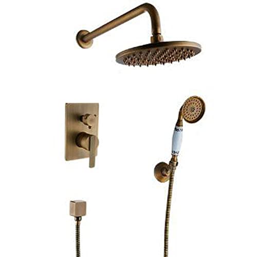 Mitigeur de douche mural noir mat ensemble rétro 8 pouces avec colonne de bain