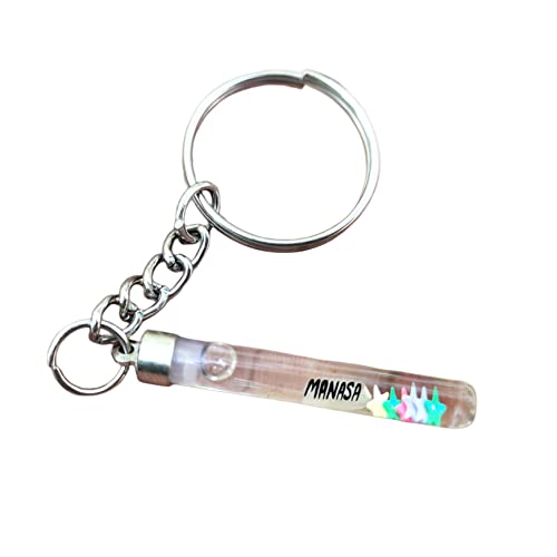 Personalized Name On Rice Keychain Customizable Handmade White Glass