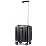 Hanke 14 Inch Underseat Carry On Luggage with Wheels Hard Shell Suitcases Carry On Bag Lightweight Small Mini Suitcase Tsa Luggage for Travel.（Jet Black）