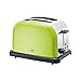 KHG Edelstahl Toaster mit Brötchenaufsatz, 2 Scheiben | 6 Bräunungsstufen mit Bräunungskontrolle, Krümelfach | 1000W Leistung | Außengehäuse - Limettengrün, Retro, Vintage, American Diner Style