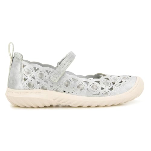 JBU Women's Anne Mary Jane Flat, Silver Shimmer,...