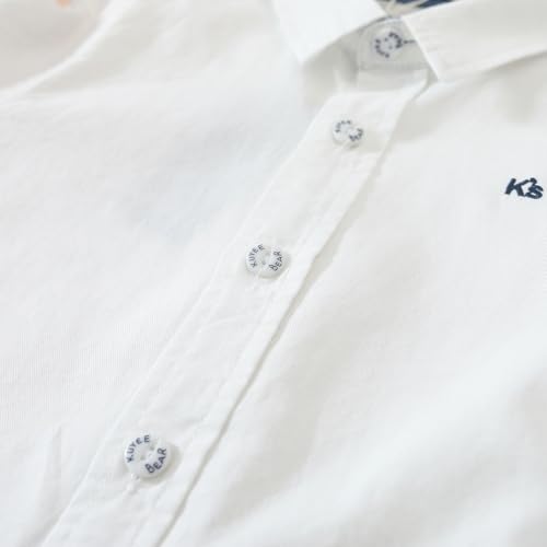 Boys Cotton Button Down Shirt, Long Sleeve, Regular Fit, White, Collar Style, Big Kid4