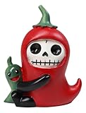 Ebros Furrybones Chilito Hot Red Chili Pepper Figurine Small 3.25 Inch Furry Bones Skeleton Monster Collectible Decor Statue Gothic DOD Mexican Spice Jalapeno Themed Decorative Sculpture