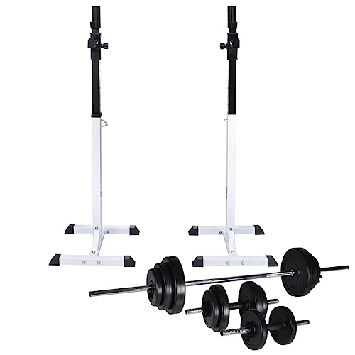 Support de squat réglable et haltères 30,5 kg pour transformer votre salon en salle de sport