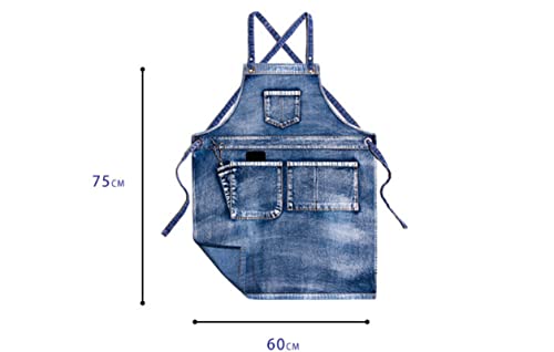 KUKUALE Delantales para Mujer Hombre con Bolsillos Delantal de Mezclilla Ropa de Trabajo para Hombres y Mujeres… - Imagen 6