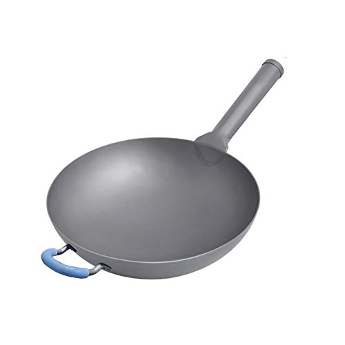 QUSYZD Wok antioxidante y sin Revestimiento, Saludable, Ligero, Multifuncional, Antiadherente, fácil de Limpiar, Resistente a la corrosión, con Fondo Redondo, A, 30 cm, B-36 cm,B-36CM