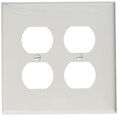 Image of Leviton 2-Gang Duplex Receptacle Wallplate, Midway Size, PJ82-W, White