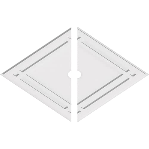 Image of Ekena Millwork CMP40X26DD2-02000 Diamond Architectural Grade PVC Contemporary, Two Piece Urethane Ceiling Medallions 40 inchW x 26 5 /8 inchH x 2 inchID x 14 inchC x 1 inchP