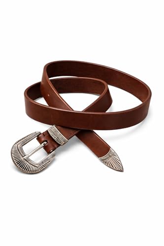 Image of Premium Black /Brown Leather Belt with Engraved 25mm (1 inch) Zinc Alloy Buckle | Stylish Formal & Casual Waist Belt for Men & Women | Perfect for Jeans & Trousers