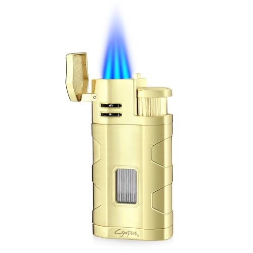 Encendedor Soplete Triple Llama Recargable Butano Dorado miniatura 1