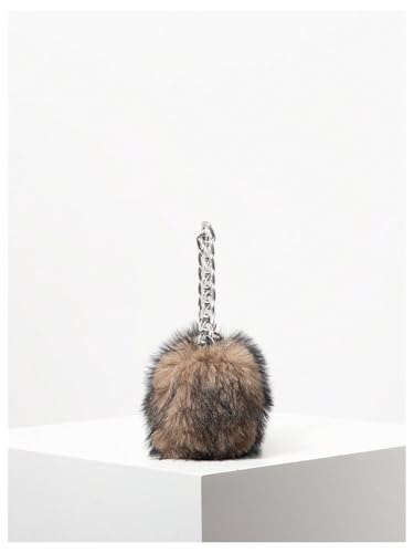 MakeMeChic Women's Fur Purse Small Square Bags Fuzzy Chain Strap Zipper Y2K Shoulder Handbags3