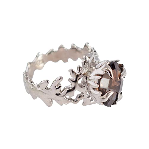 Bague cocktail en argent 925 et quartz fumé naturel au design intemporel
