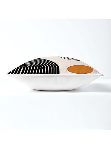 AEROHAVEN Cotton Premium Set Of 5 Geometric Digital Printed Hand Stitched Throw Pillow/Cushion Covers - (Off-White, 20 X 20 Inch)