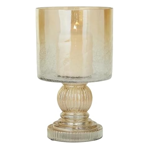 Deco 79 Glass Hurricane Lamp in Champagne Silver Cover