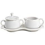 Fiesta Covered Creamer and Sugar Set with Tray, White