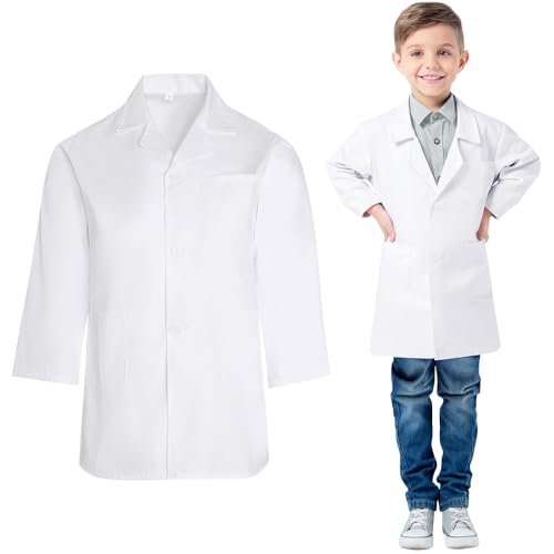 HomeChi Kids Doctors White Lab Coat, Children Unisex Scientist Doctor Costumes, 3/4 length Thick Dress Up Coats for Girls and Boys Career Day School Halloween Costume Role Play