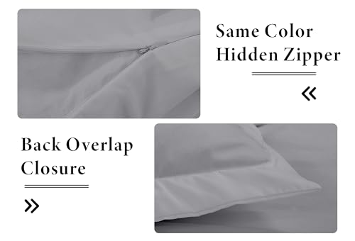 Image of ROYALE LINENS Silver Duvet Cover King Size - 3 Piece Bedding Comforter Covers - Zipper Closure - 1 King Duvet Cover 104x90 inches and 2 Pillow Shams - No Comforter Included