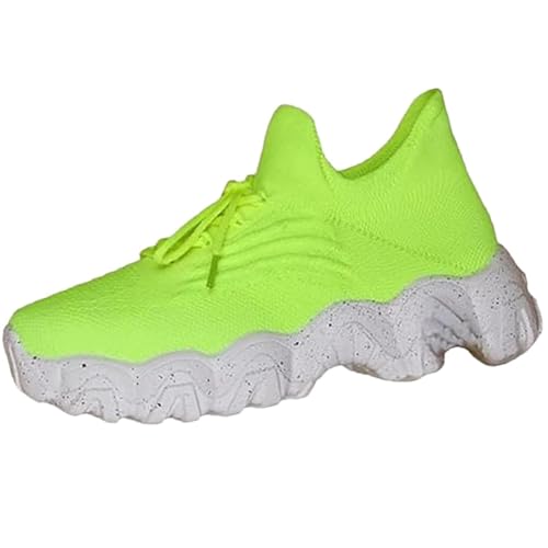 Genérico Zapatillas Mujer 2026 Cuñas Transpirable Suela Gruesa Antideslizante Tacón Plano Tendencia Zapatos Deportivos Cómodos, Luz verde, 44 EU