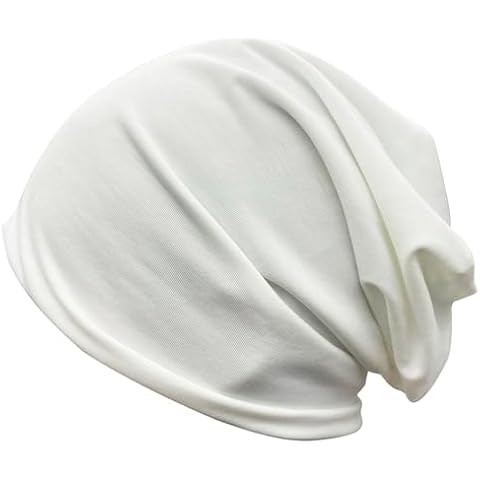 JarseHera Slouchy Beanie for Men Women Baggy Headwear Chemo Caps Cancer Hats White Cover