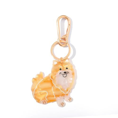 Dog-Shaped Bag Clasp & Keychain Charm- Acetate Animal Clip with Gold-Tone Metal