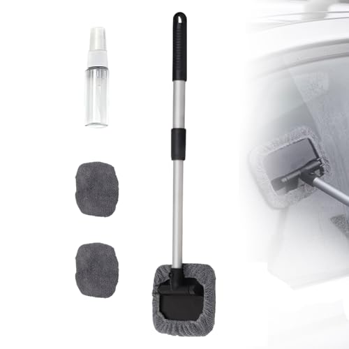 Windshield Window Cleaner Tool Magnetic Car Window Cleaner Tool 180 Expandable Cleaner Tool with Microfiber Pads and Spray Bottles Cleaning Supplies for Auto Glass Home (1 Set)