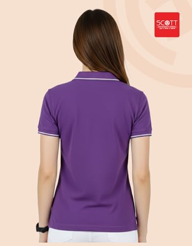 Image of Scott International Women's Cotton Polo T-Shirt | Half Sleeve Plain Collar Tee | Stylish Casual Top | Plain T-Shirt for Girls | Workwear for Office & Casual Wear