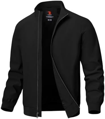 TBMPOY Men's Light Jackets Waterproof Bomber Work Jacket Causal Windbreaker Full Zip Golf Dress Outwear Coats