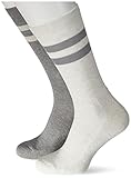 Breite Retro-Sportstreifen Levi\'s Unisex Classic CREW SOCK, Mid Grey Melange/ Marshmallow, 43/46 EU, 2er Pack