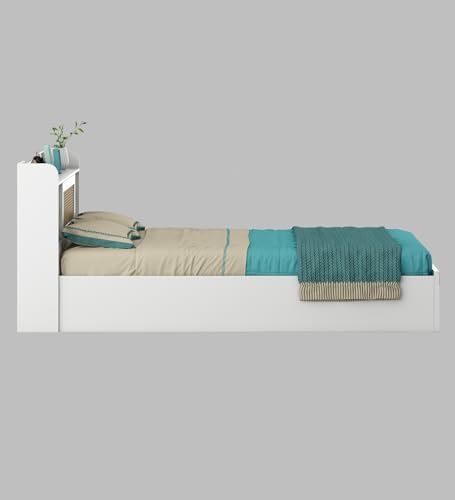 Image of Spacewood Lilly Bed | Queen Size (78 X 60) Engineered Wood Bed with Box Storage| 3 Year Warranty | Modern Design | Kingston White