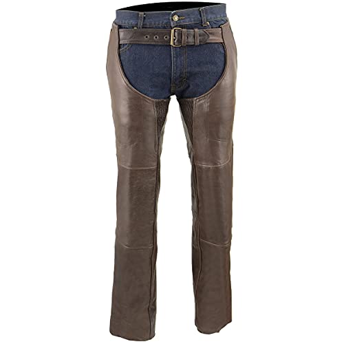 Image of Milwaukee Leather Men's Thermal Lined Premium Leather Motorcycle Bikers Riders Chaps