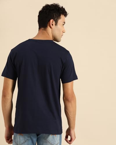 Image of Bewakoof Men's Printed 100% Cotton T-Shirt - Regular Fit, Round Neck, Half Sleeves