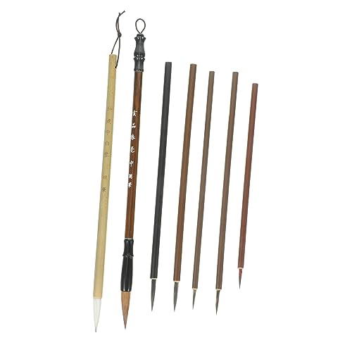 DOITOOL 7pcs Chinese Calligraphy Brush Set Traditional Ink Calligraphy Pens for Beginners Art Brush Painting Supply