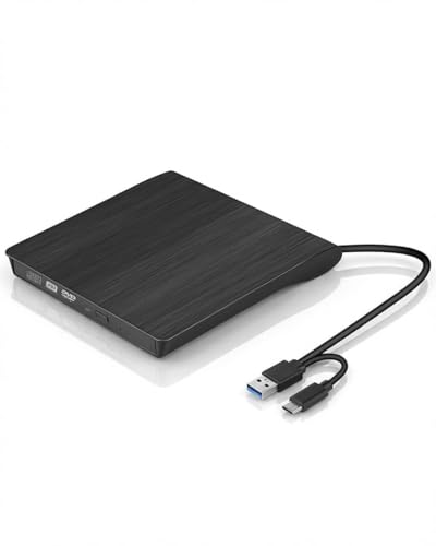 coalwop Masterizzatore DVD Esterno USB 3.0 + Type-C, Lettore CD/DVD Esterno per PC e Laptop, Unità Ottica Portatile per CD-R/DVD-R, Compatibile con Windows, Mac e Linux
