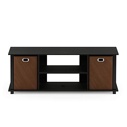 Furinno Econ Entertainment Center, Americano/Black/Brown #TOP2