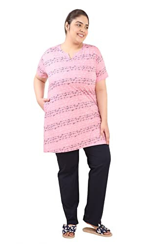 Image of In Love Women's Cotton Plus Size Longline T-Shirt Half Sleeve with Pockets | Cotton fabric - soft longline T-shirt with easy plus-size fit