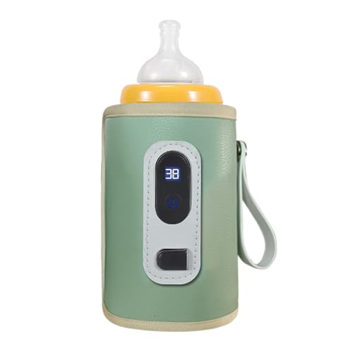 Sharplace Mantiene El Biberón Caliente, Calentador de Leche para Todo Tipo de Biberones, Calentador de Biberones Portátil USB para Coche, Verde, Individual