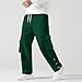 Men’s Classic Fit Comfort Cargo Pants Fashion Solid Casual Elastic Waist Pocket Trousers Sport Pants Straight Trouser Green