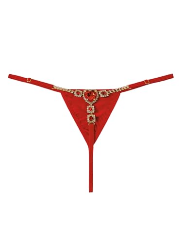 Image of RoseSeek Women's Sparkling Butterfly Chain Underwear Low Rise Cheeky G String Panty