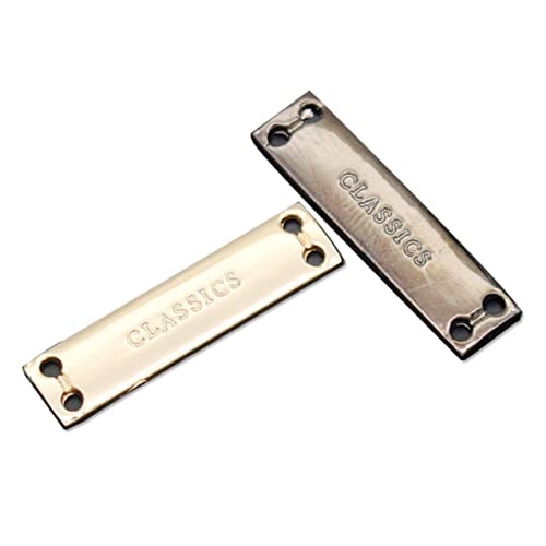 10 unids/lote de etiquetas clásicas de Metal hechas a mano para ropa, etiqueta de Metal hecha a mano para zapatos, etiqueta de logotipo de Metal personalizada para bolsa-dorado