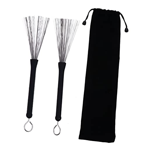 FAVOMOTO Retractable Drum Brush Set Steel Wire Brush Drum for Practice Performance