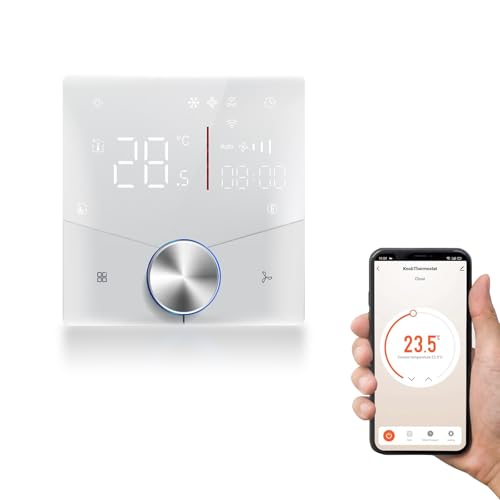 Qiumi - Termostato inteligente para acondicionadores de aire acondicionado, botón WiFi - Control de voz y aplicación, compatible con Alexa y Google Home - 4 tubos